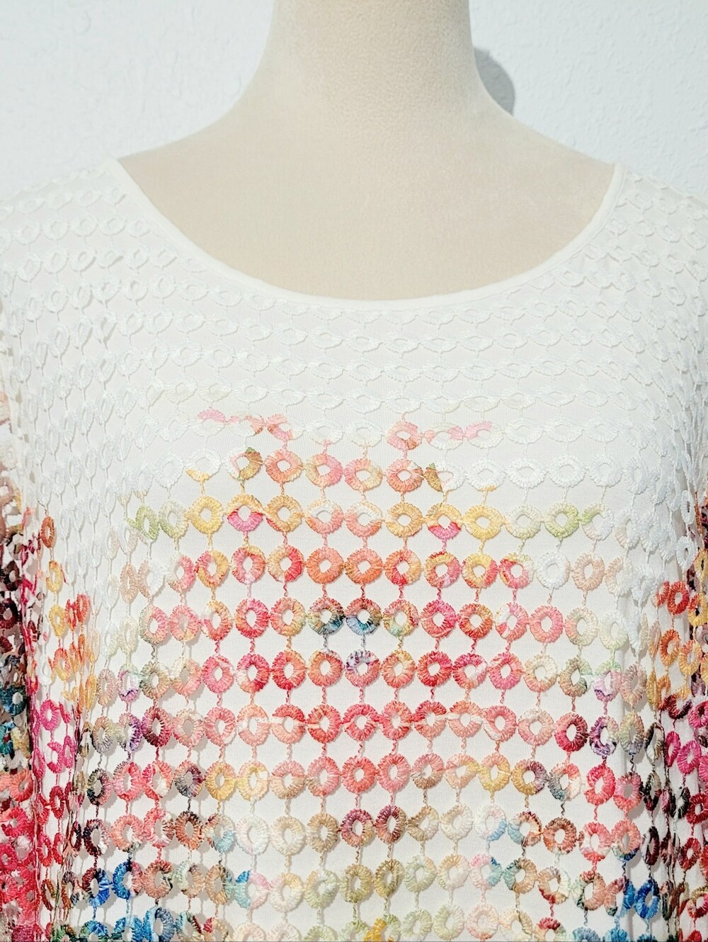 Soft Surroundings Lace Tunic Top Size Large Floral Crochet Overlay Boho Romantic - Picture 3 of 11